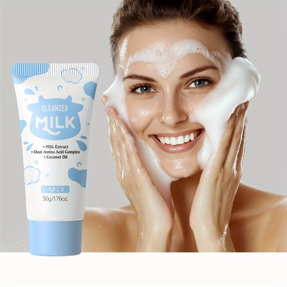 Skincare Set with LAIKOU Label, 5 Milk Items with 50g Cleanser 17ml Serum 25g Cream Brush and Headband
