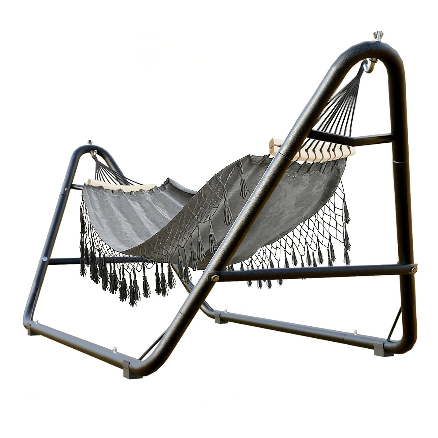 Hammock with Stand Outdoor 600 lbs Capacity Anti-Rollover Heavy Duty Portable Camping Backyard Patio Hammock Bed White Grey Black