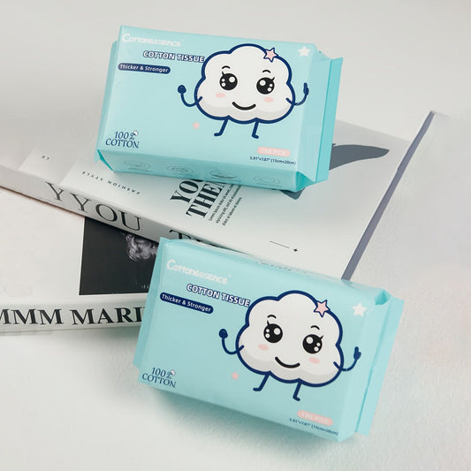 100% Cotton Disposable Face Towels Draw-Style Box 200 400 600 Count — Soft Thick Lint-Free Cleansing Wipes for Facial Care Makeup Removal Wet & Dry All Skin Types Women