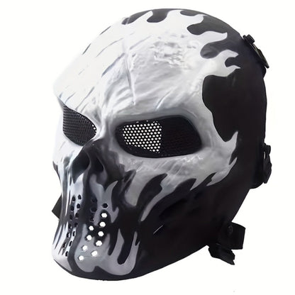 Skeleton Mask Halloween Costume Polyester Black White Camouflage Design for Adults Ages 18+