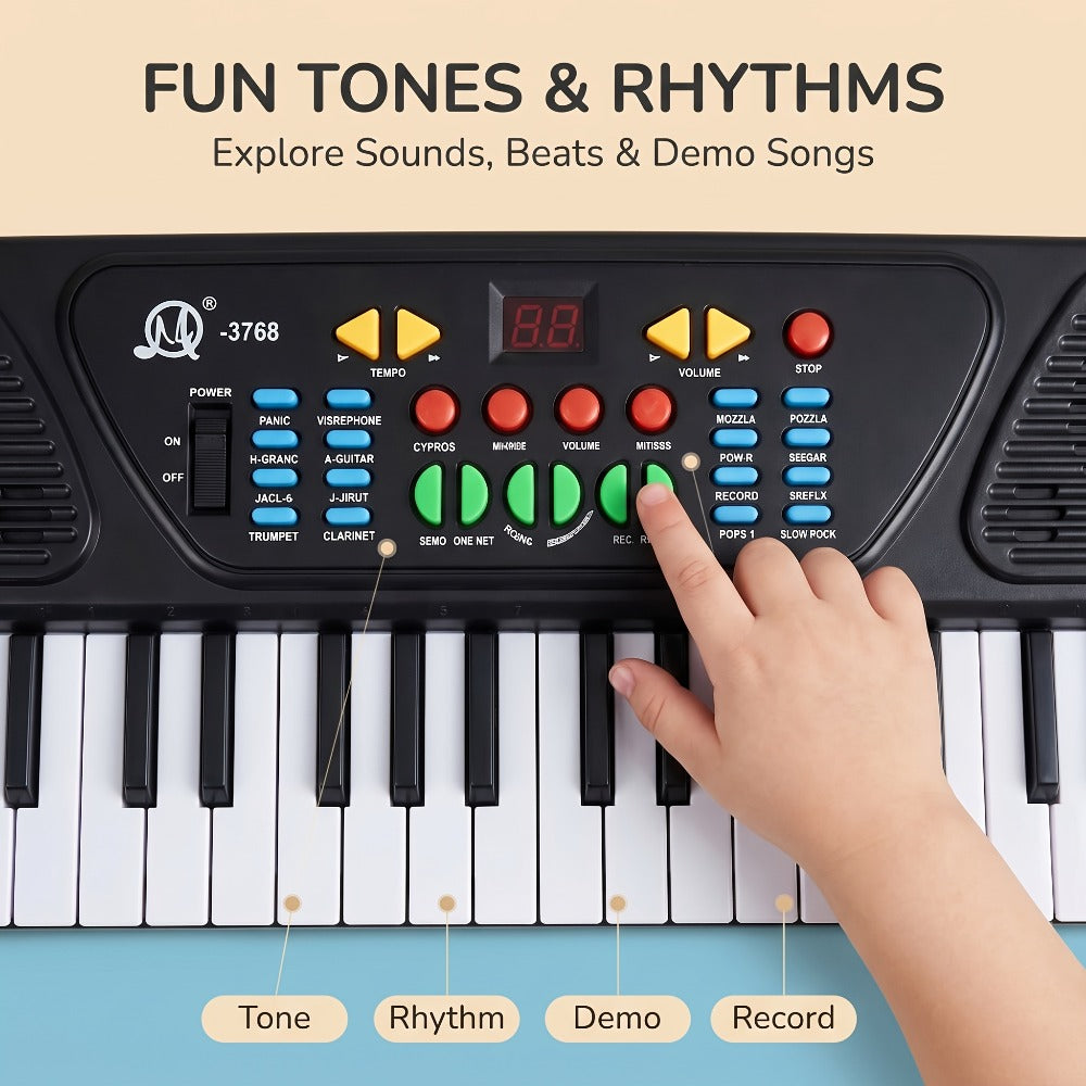 Kids Electronic Keyboard with Microphone, Black, Music Learning Toy for Boys & Girls, Sing-Along Piano Instrument, Educational Birthday Christmas Gift for Children Ages 3+
