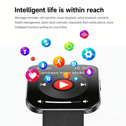 Curved Screen Smartwatch 1.85 Inch Full Touch Calling Messaging Music Camera Control Fitness Tracker Heart Rate Sleep Multiple Sport Modes Android iPhone Compatible Women Men Outdoor Lighting Version Black Pink
