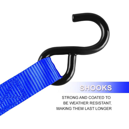 Ratchet Tie Down Straps 4-Pack 15FT 1,500 lb Break Strength Heavy Duty with Soft Loops & Storage Bag – High-Visibility Webbing for Motorcycle ATV Kayak Truck Bed Trailer Roof Rack