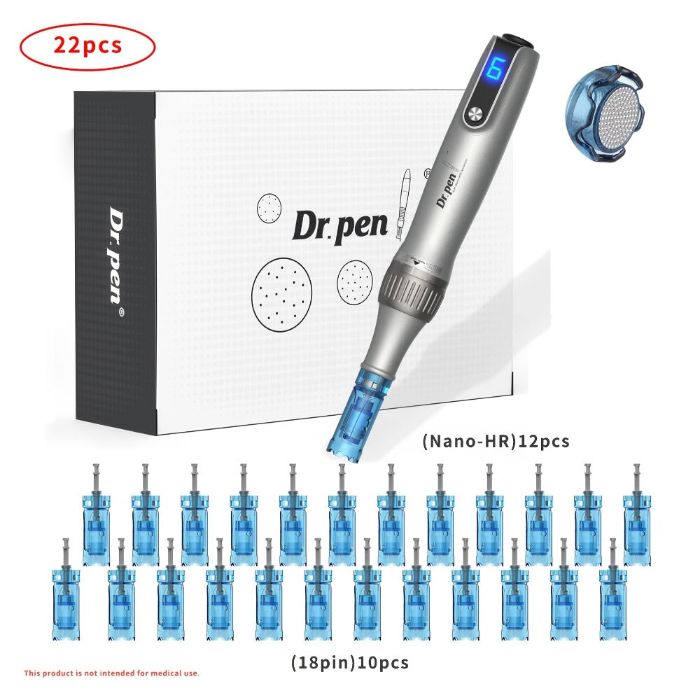 Dr. Pen M8S Wireless Microneedling Kit – Professional Electric Derma Pen with 22 Replacement Cartridges Nano + 18-Pin Collagen Induction Skin Rejuvenation Anti-Aging Device