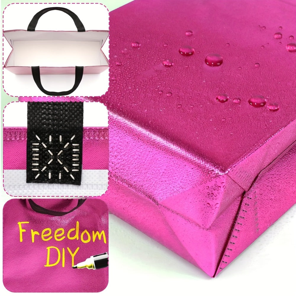 Twenty-Four Glossy Gift Bags in Mixed Colors, Each Measuring 8 by 10 by 4 Inches with Carry Handles