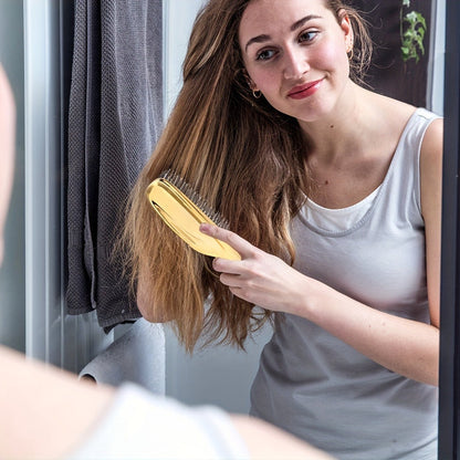 Air Cushion Detangling Hair Brush with Electroplated Finish and Flexible Pins in Three Color Options