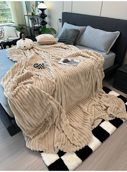 Channel-Textured Throw Blanket in Seven Colors and Four Displayed Size Options from 50 x 60 to 108 x 90 Inches