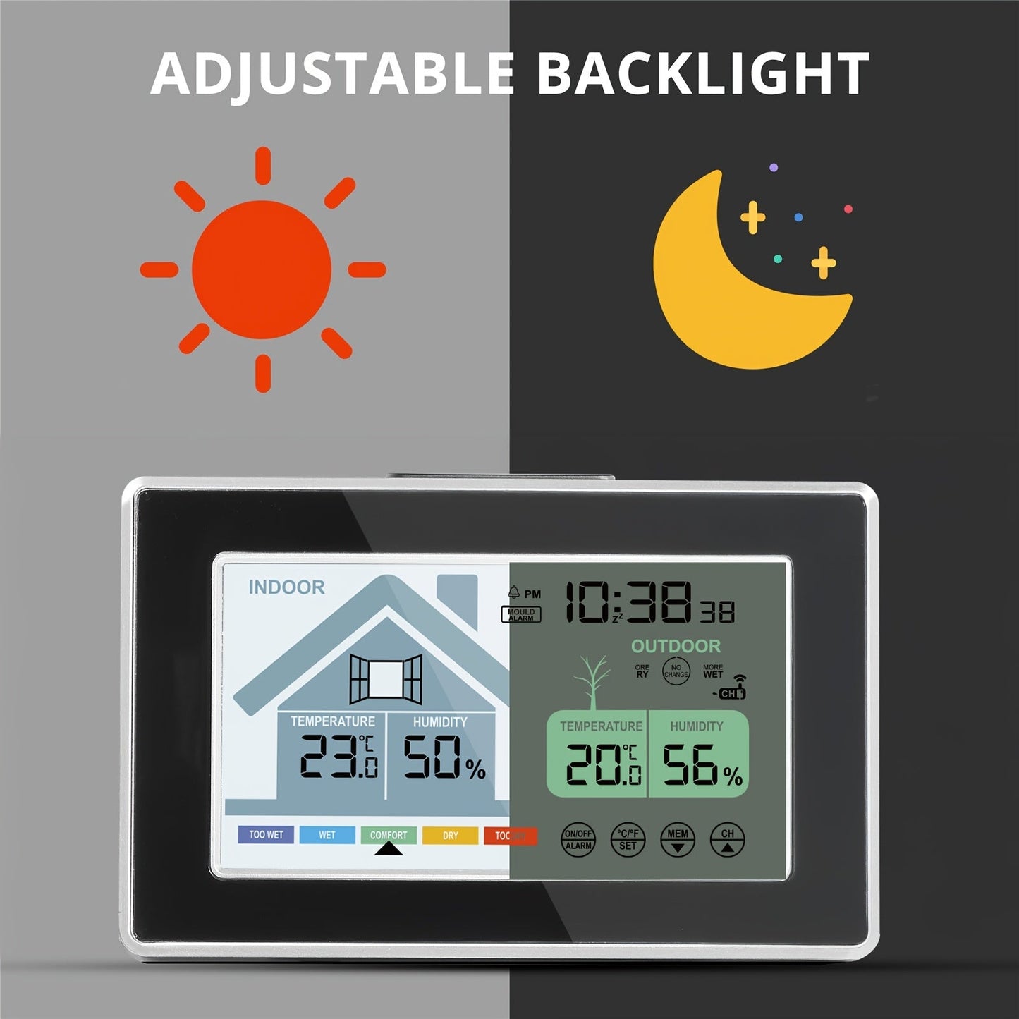5055C Wireless Indoor Outdoor Thermometer with Color Display, Humidity, Forecast and Remote Sensor