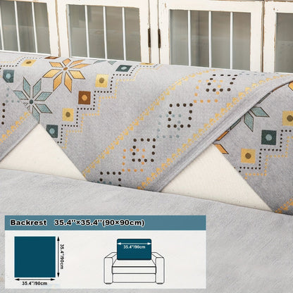Sofa Cover Bohemian Geometric Panels for 1 to 4 Seats, Armrest or Backrest in Five Color Options