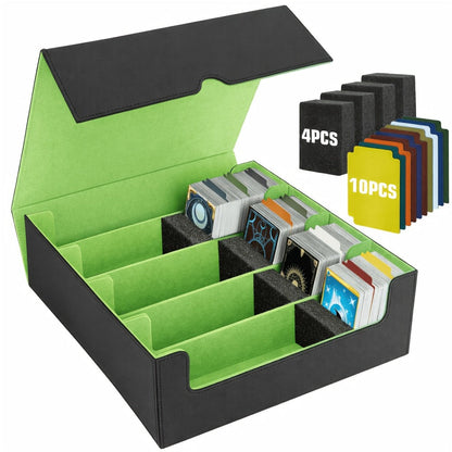 Five-Row Trading Card Storage Box with 48 Dividers, Five Foam Supports and 3200+ or 4000+ Capacity Options