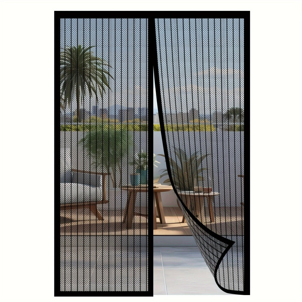 Magnetic Mesh Screen Door with Self-Sealing Center Closure and 90 x 210 cm Pictured Size, One-Piece Set