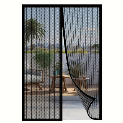 Magnetic Mesh Screen Door with Self-Sealing Center Closure and 90 x 210 cm Pictured Size, One-Piece Set