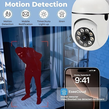 Light Bulb Security Camera 4MP 360° Panoramic 2-Pack, Dual-Band 5GHz/2.4GHz WiFi, Night Vision, Two-Way Audio, App Control – Indoor Home Garage Nanny Pet Cam