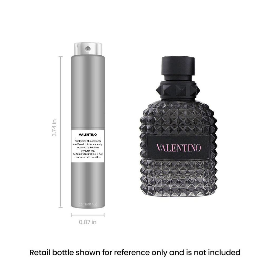Valentino Uomo Born in Roma Eau de Toilette Travel Spray, 5ml Silver-Tone Labeled Atomizer