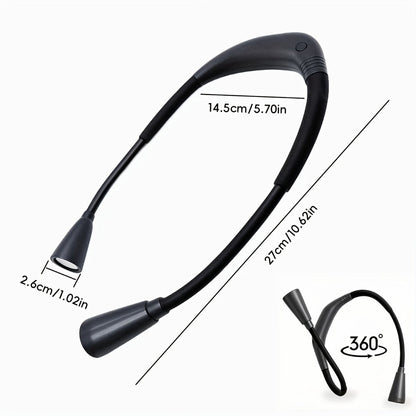 LED Neck Reading Light USB Rechargeable, 3 Color Modes Adjustable Brightness Hands-Free Book Light for Reading in Bed, Knitting, Crafts, Camping & Bedroom, Portable Wearable Neck Lamp