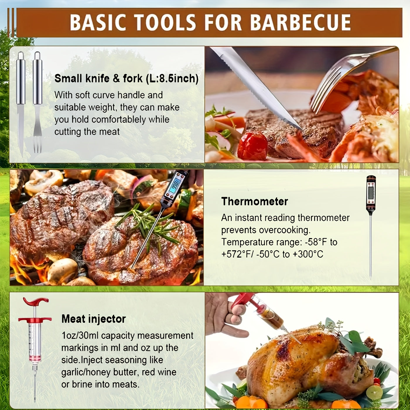 Thirty-Five-Piece BBQ Grill Tool Kit with Thermometer, Two Grill Mats, Heat Glove and Carry Case