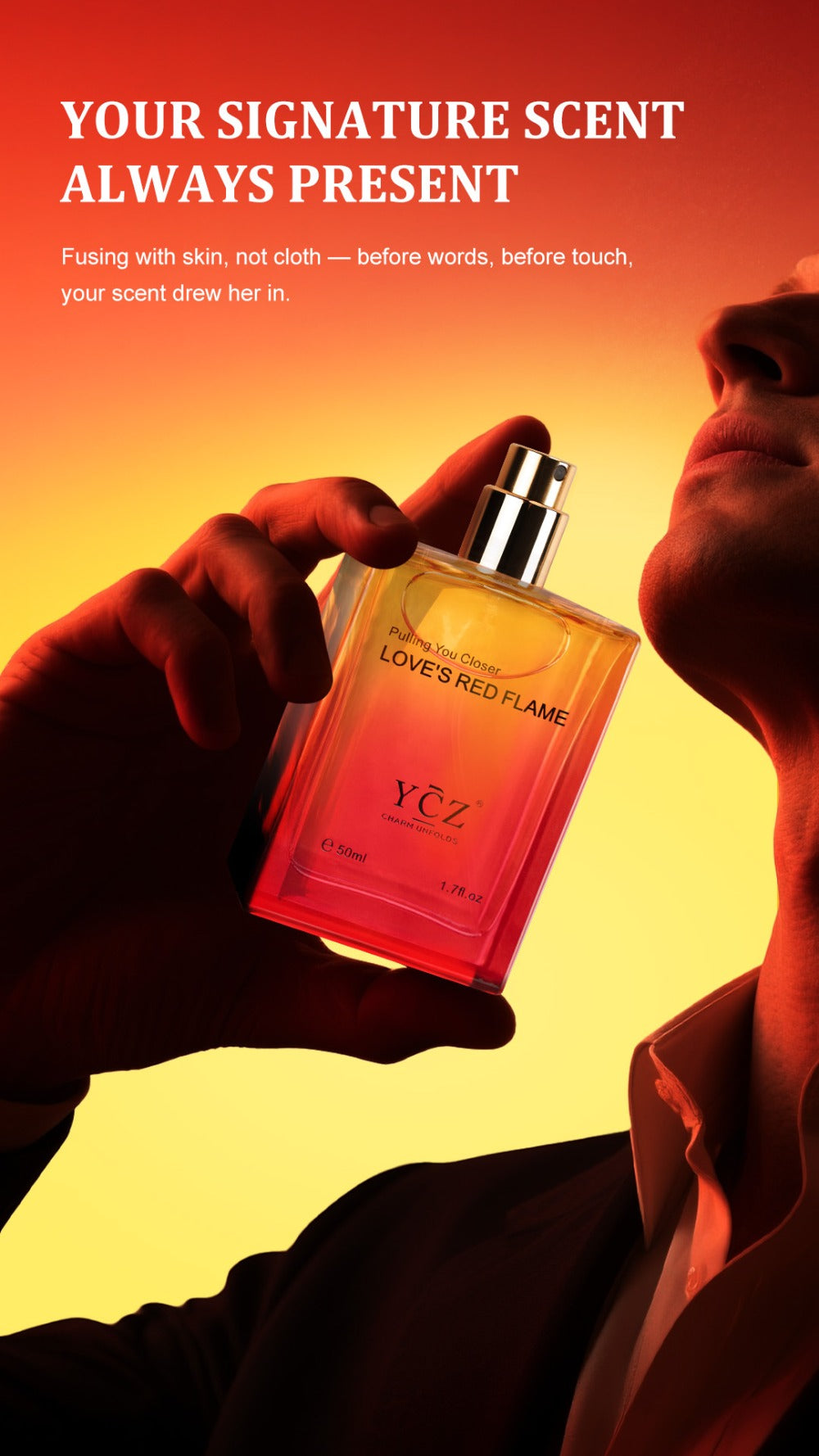 Cologne for Men — YCZ Love's Red Eau de Parfum 1.7 Fl Oz, Long-Lasting Scarlet Aromatic Scent, Masculine Fragrance Spray, Perfect for Date Night & Everyday Wear