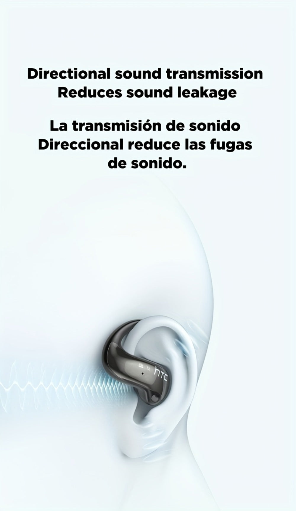 HTC NE19 Open-Ear AI Translation Earbuds with Oval Charging Case in Black, Gunmetal, Beige or Purple