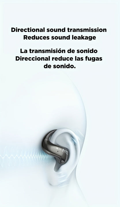 HTC NE19 Open-Ear AI Translation Earbuds with Oval Charging Case in Black, Gunmetal, Beige or Purple