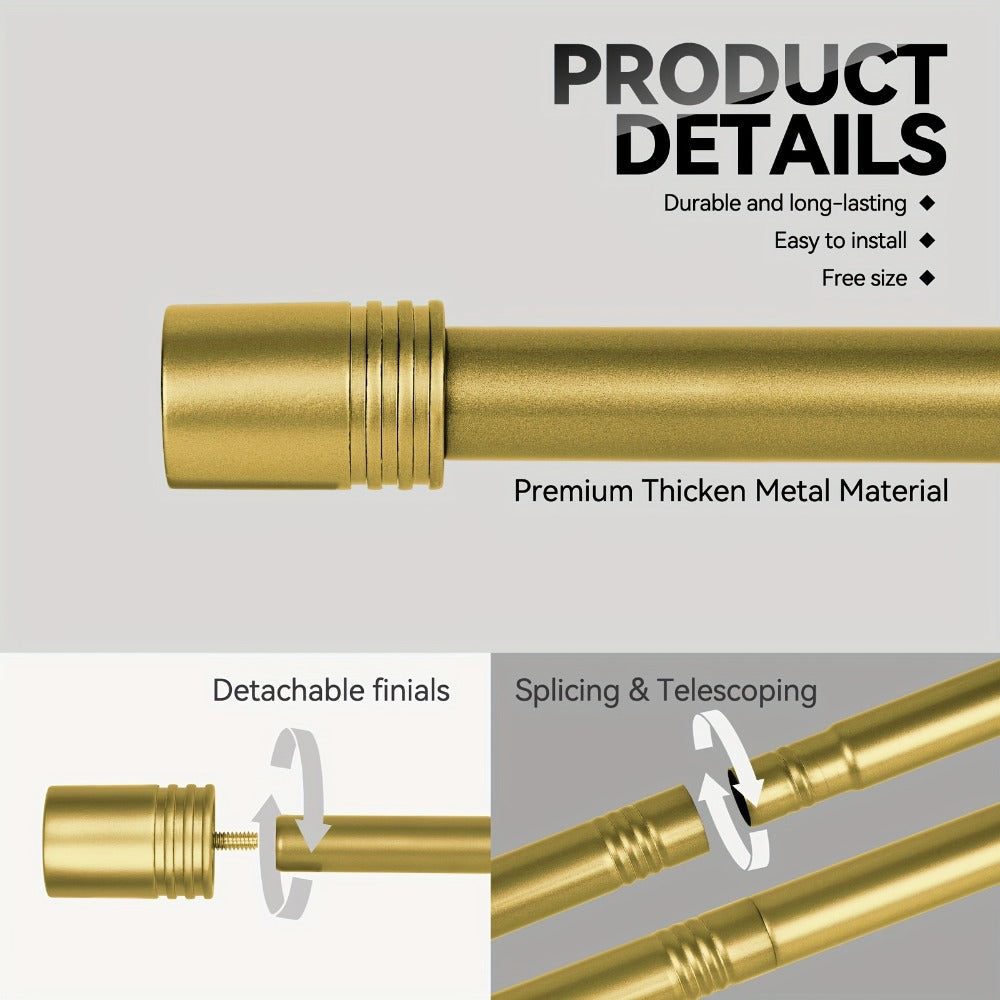 One-Inch Adjustable Curtain Rod with Rounded Cup Finials in Black, Brushed Nickel or Gold Finish