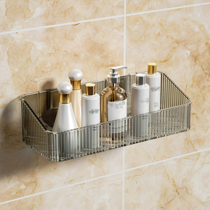 Wall Mounted Bathroom Shelf Storage Rack Organizer - Plastic Hanging Tray Basket Shampoo Shower Gel Holder | Gray Amber Green | Bathroom Storage and Organization Accessories