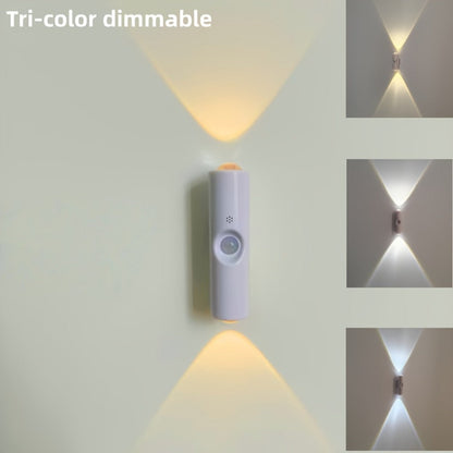 Cat Eye LED Wall Light Motion Sensor – 6 Pack USB Rechargeable Night Lamp, 3 Color Settings, Wireless Auto Sensing No Wiring for Bedroom Stairs Closet Bathroom Hallway (RGB / Three Colors)