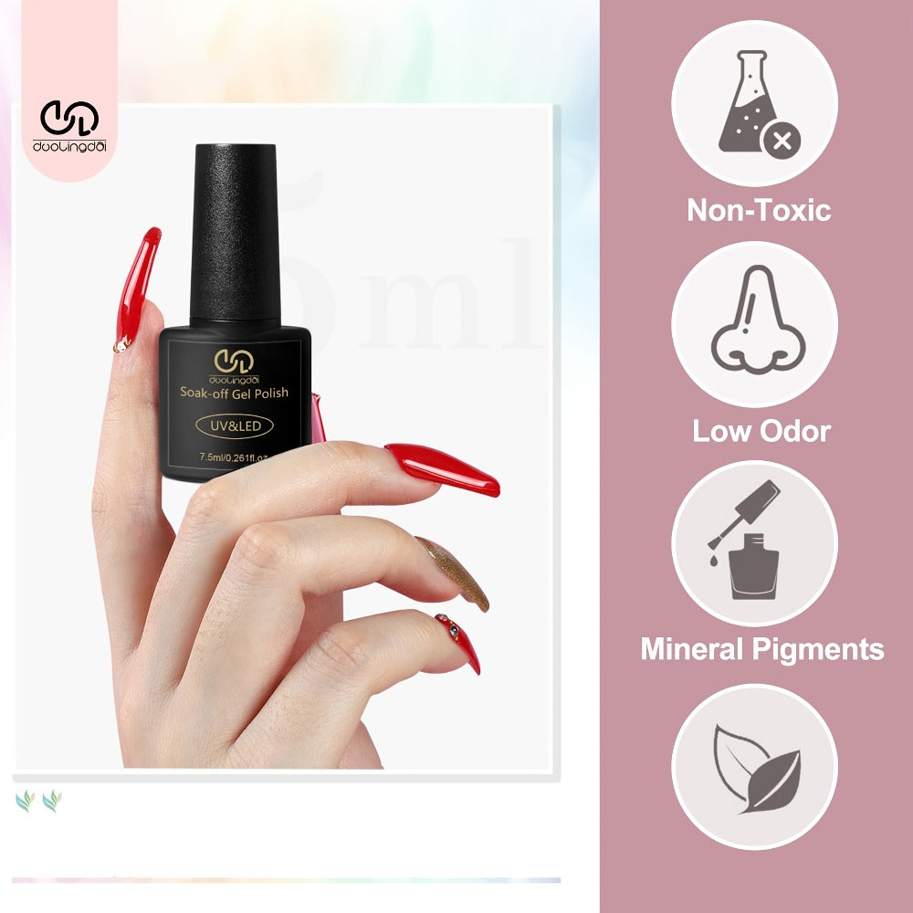 Gel Nail Polish 36-Piece Kit with 32 Colors, Base Coat and Three Top Coat Finishes for Home and Salon Use