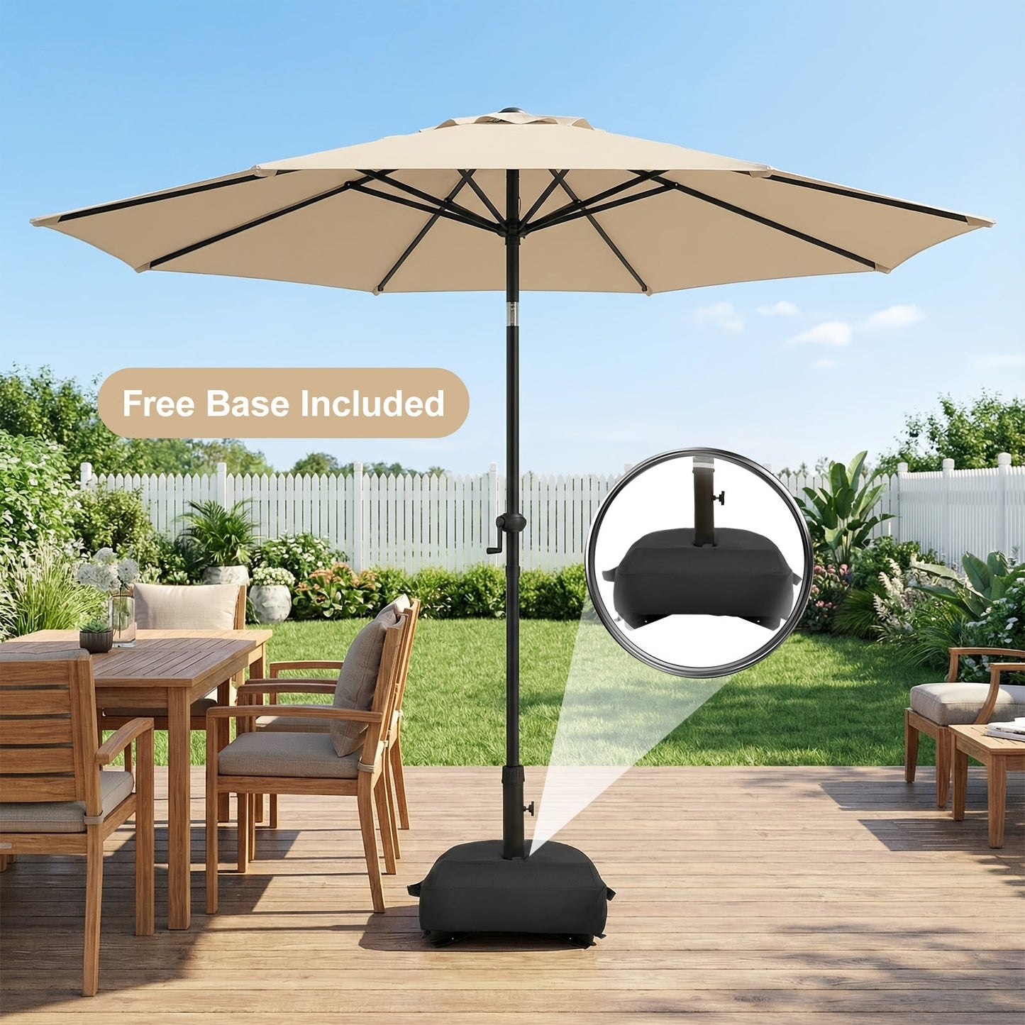Market Umbrella 9FT Patio Outdoor Table Umbrella with Vent & Base