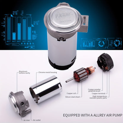 Air Horn Kit for Trucks – Super Loud 18" Single Trumpet Train Horn with Compressor, 12V/24V Universal Fit for Truck, Car, SUV, Jeep – Chrome & Black