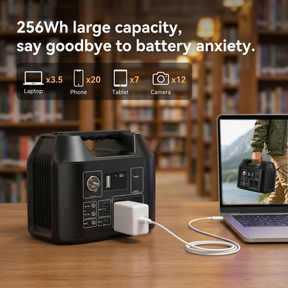 Portable Power Station with 146Wh or 300W Source Configurations, AC, DC, USB and LED Light