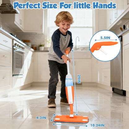 Children's Spray Mop Cleaning Toy Set with Water Sprayer & Washable Pad – Real Work Pretend Play Housekeeping Kit for Toddlers Girls Boys Ages 3 4 5 6 7 | Best Christmas Birthday Gift