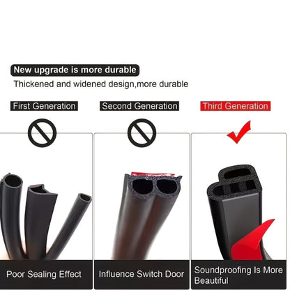 Car Door Seal Strip - 16.73ft Universal Self-Adhesive Rubber Weatherstrip for Noise Reduction & Sound Insulation, Fits Cars, Trucks, SUVs & RVs