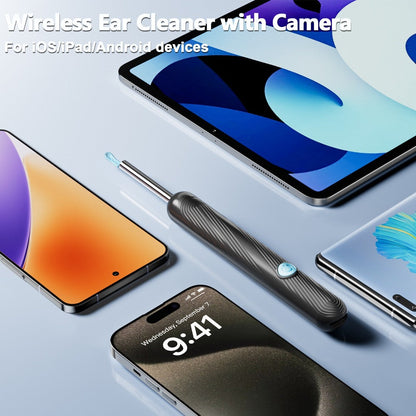 1080P-Marked Visual Ear Camera Kit with Six LED Lights, USB Charging and Black or White Accessory Sets