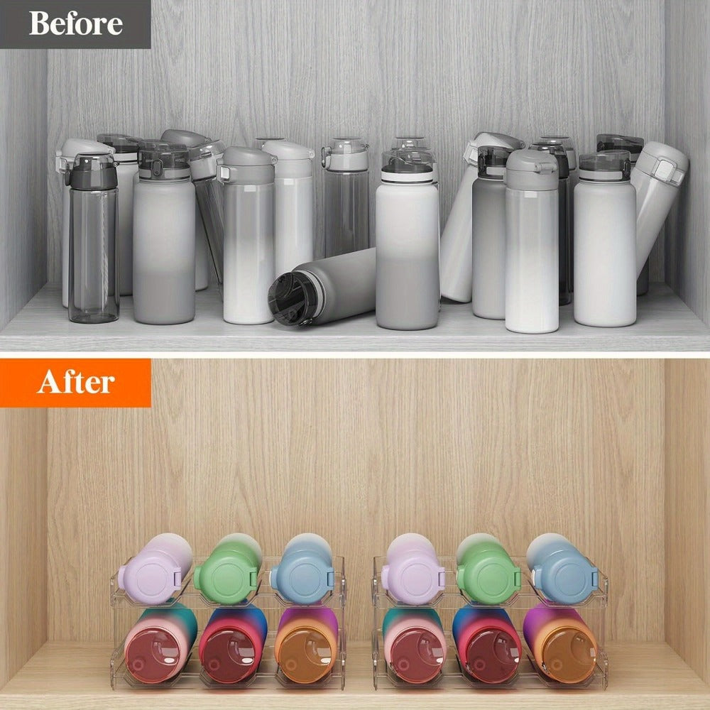 Water Bottle Rack Kitchen Organizer Stackable Plastic Holder with 5, 6, 8, 9, 11 or 12-Bottle Options