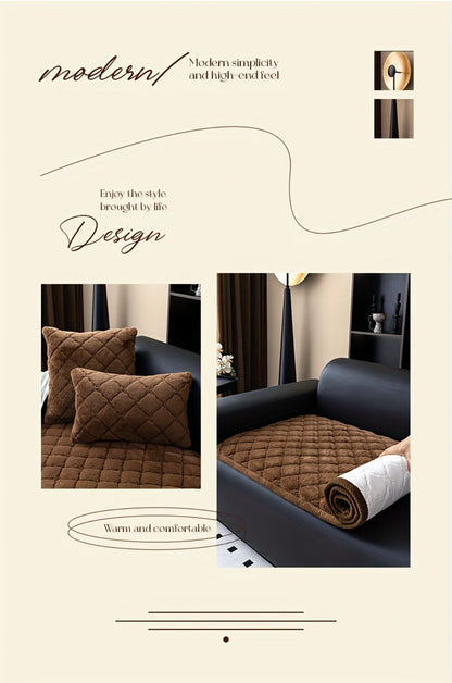 Sofa Cover Plush-Texture Cushion Panels in Pillowcase and 1, 2, 3 or 4-Seat Dimensions in Four Colors