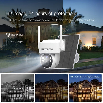 3MP Solar PTZ Outdoor Security Camera with 360-Degree Movement Label and One- or Four-Camera Options
