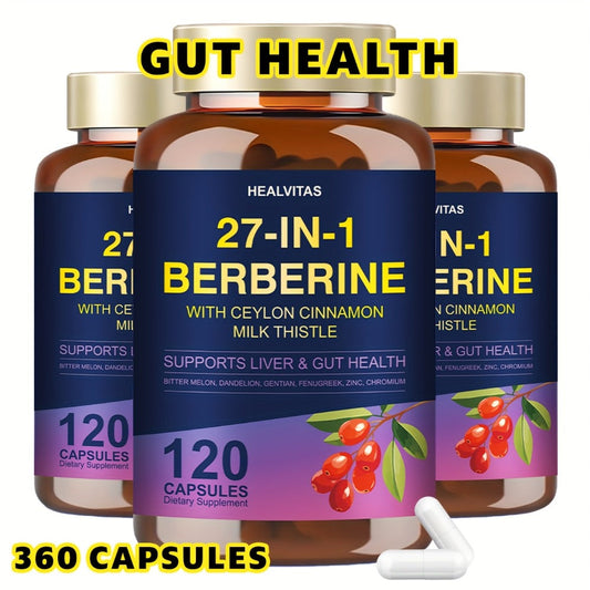 Liver Detox & Gut Health Supplement with Berberine, Ceylon Cinnamon, Milk Thistle, Green Tea & Aloe Vera – Natural Herbal Formula for Blood Sugar, Immune & Metabolic Support – 120 Capsules for Men and Women