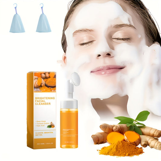 Turmeric Kojic Acid Facial Cleanser 2pcs Set - Deep Cleansing Oil Control Pore Refining Brightening Face Wash for Women Men, Moisturizing Skin Care 3.38oz Travel Size
