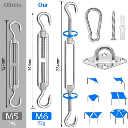 44-Piece Metal Shade Sail Hardware Kit with Weather-Resistant Finish for Patio detail image - detail view 14