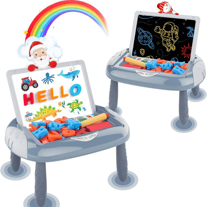 Double-Sided Kids Drawing Easel with Foldable Tabletop Stand, Chalkboard, Whiteboard and Six Color Options