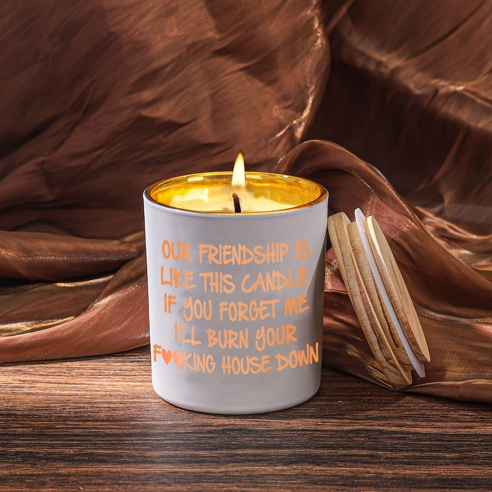 Lavender Scented Soy Candle Best Friend Gift for Women – Engraved Glass Friendship Candle, Funny Unique Birthday Christmas Gift for Friends, Novelty BFF Gift Idea for Her, 12+ Hour Burn