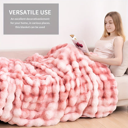 Faux Rabbit Fur Fluffy Blanket – Thick Warm Soft Plush Throw for Bed & Living Room, Luxury Furry Blanket, 8 Colors, 4 Sizes
