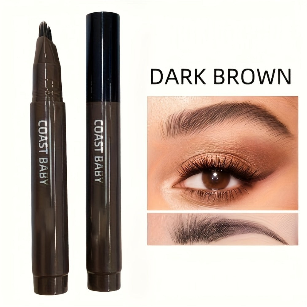 Eyebrow Pencil 2-Pack Multi-Fork Tip Waterproof — 4 Shades Natural Hair Stroke Effect Brow Pen Smudge-Proof Long-Lasting Microblading Look Hairline Filler for Sparse Brows Beginners Women