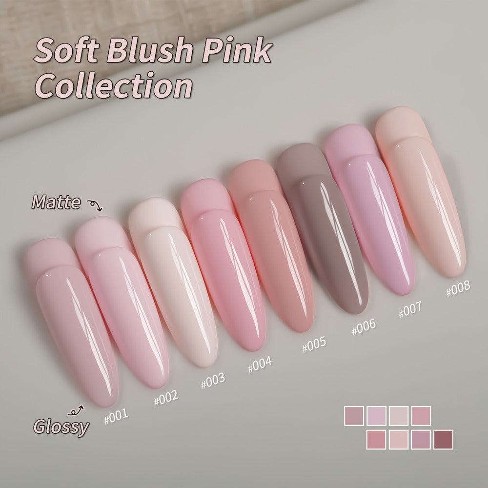 Gel Nail Polish – Set 8 Colors Semi-Permanent Soak-Off LED Cure Long-Lasting Manicure Kit - 0.51oz Each Bottle Gentle Pink Shades…