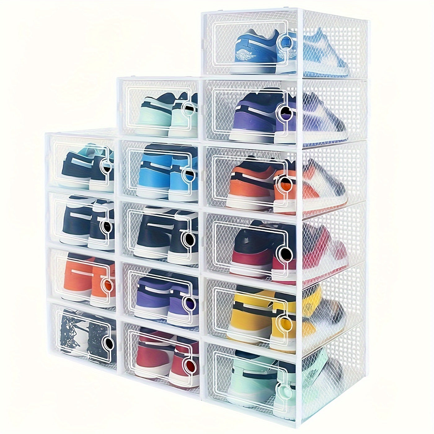 Clear Stackable Shoe Storage Organizer Boxes 12/15 Pack – Space-Saving Shoe Boxes for Closet & Entryway