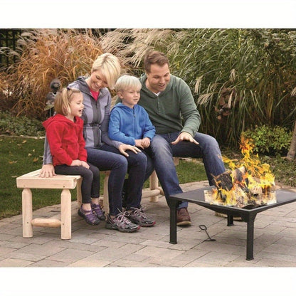 Curved Backless Softwood Outdoor Bench with Slatted Log-Style Seat in Brown or Natural-Look Finish