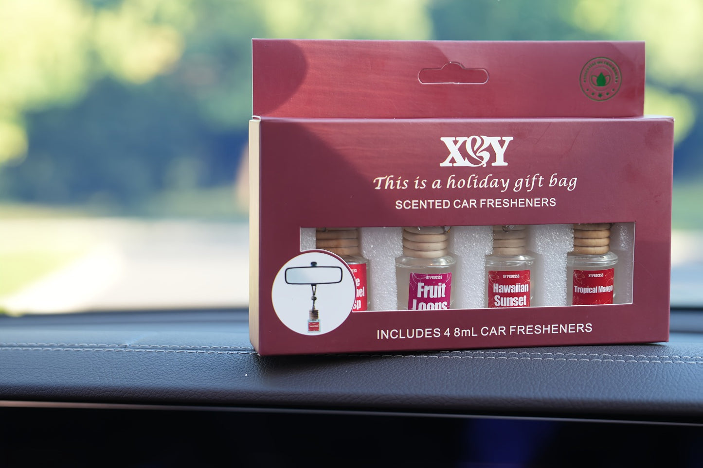 Car Air Freshener 4-Bottle Gift Set – Hanging Diffuser with 60-Day Lasting Fragrance, Multiple Scent Styles for Car Interior, Perfect Holiday Gift for Friends & Family