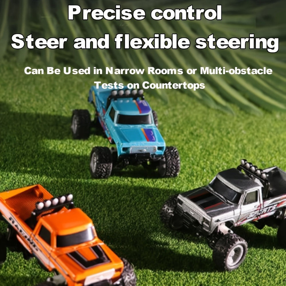 Remote Control Car, 1:64 Scale Alloy Mini Off-Road Truck with 2.4GHz Control, Shock Suspension, Running Lights and Five Colors