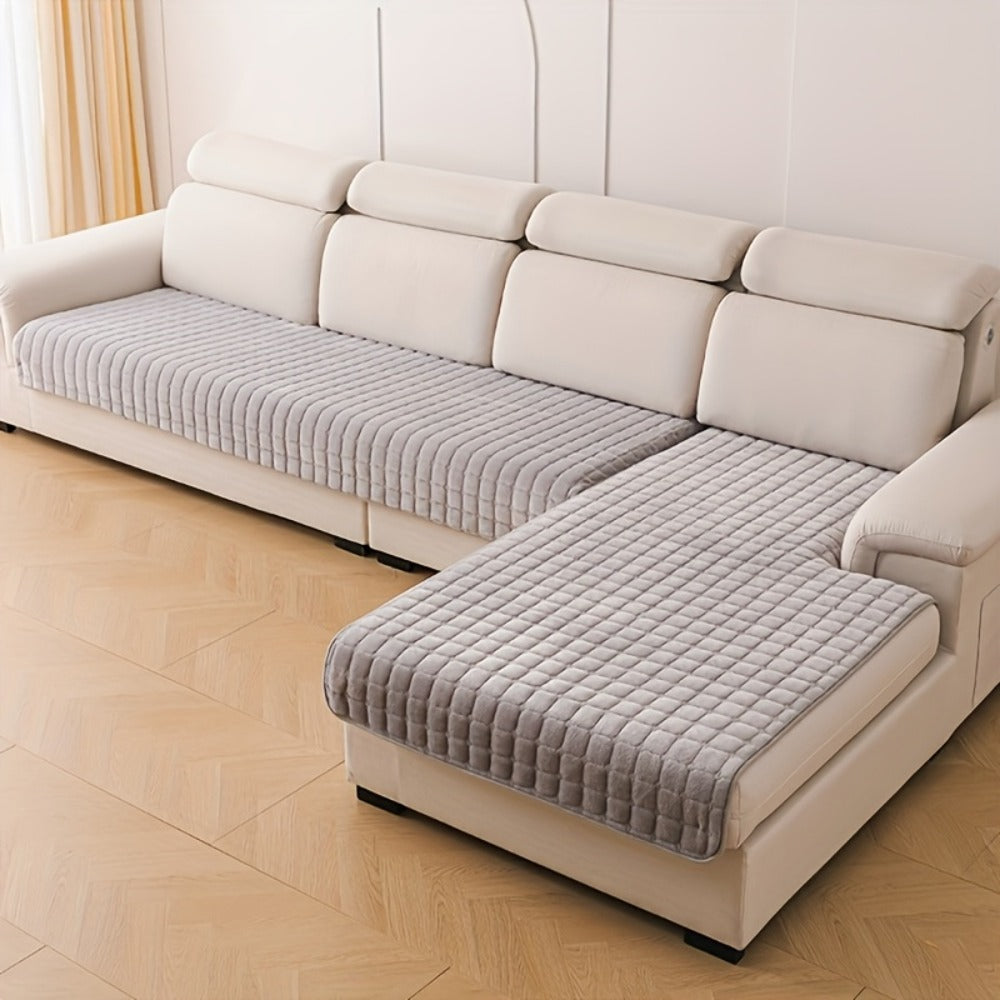 Sofa Cover Quilted-Texture Two-Piece Set with 35.4 x 82.7 and 35.4 x 62.9-Inch Panels in Five Colors