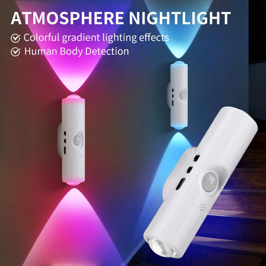 RGB Magnetic Night Light LED Ambient – Multi-Color Motion Sensor, No-Drill Magnetic Install, Long Battery Life for Living Room, Bedroom, Hallway, Stairs & Bar (1pc or 5-Pack)